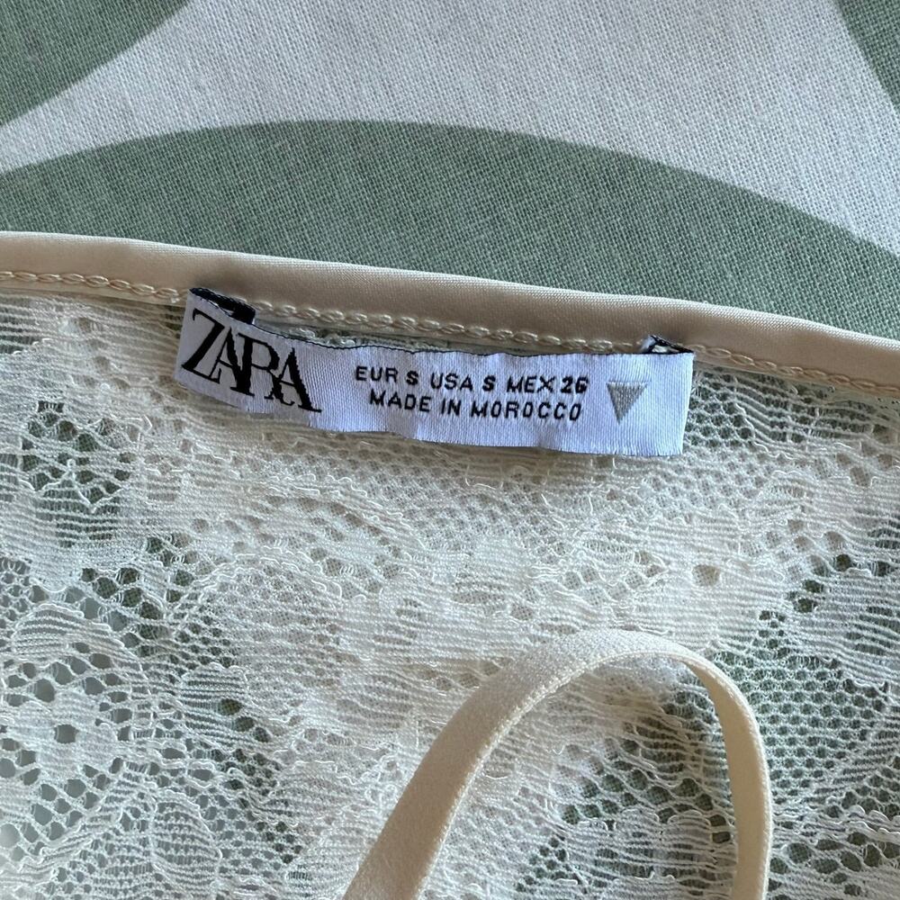 Zara Woman Ecru Combination Corset Style Top Size S Side Zip - Picture 5 of 5